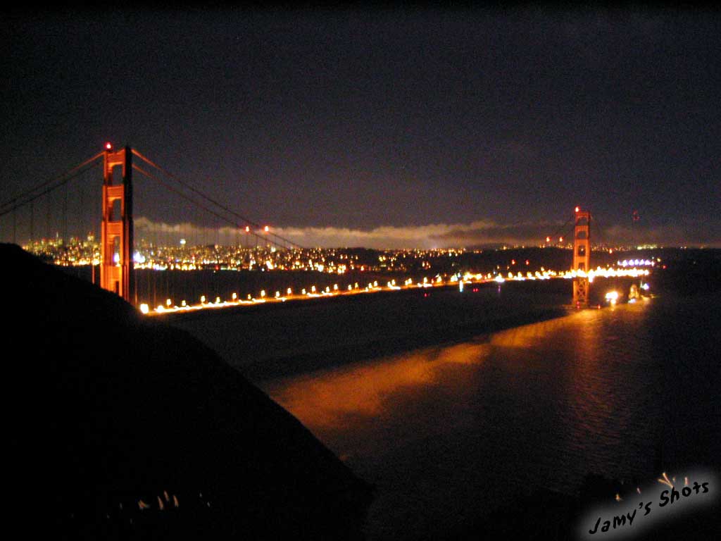 Le Golden Gate de nuit.